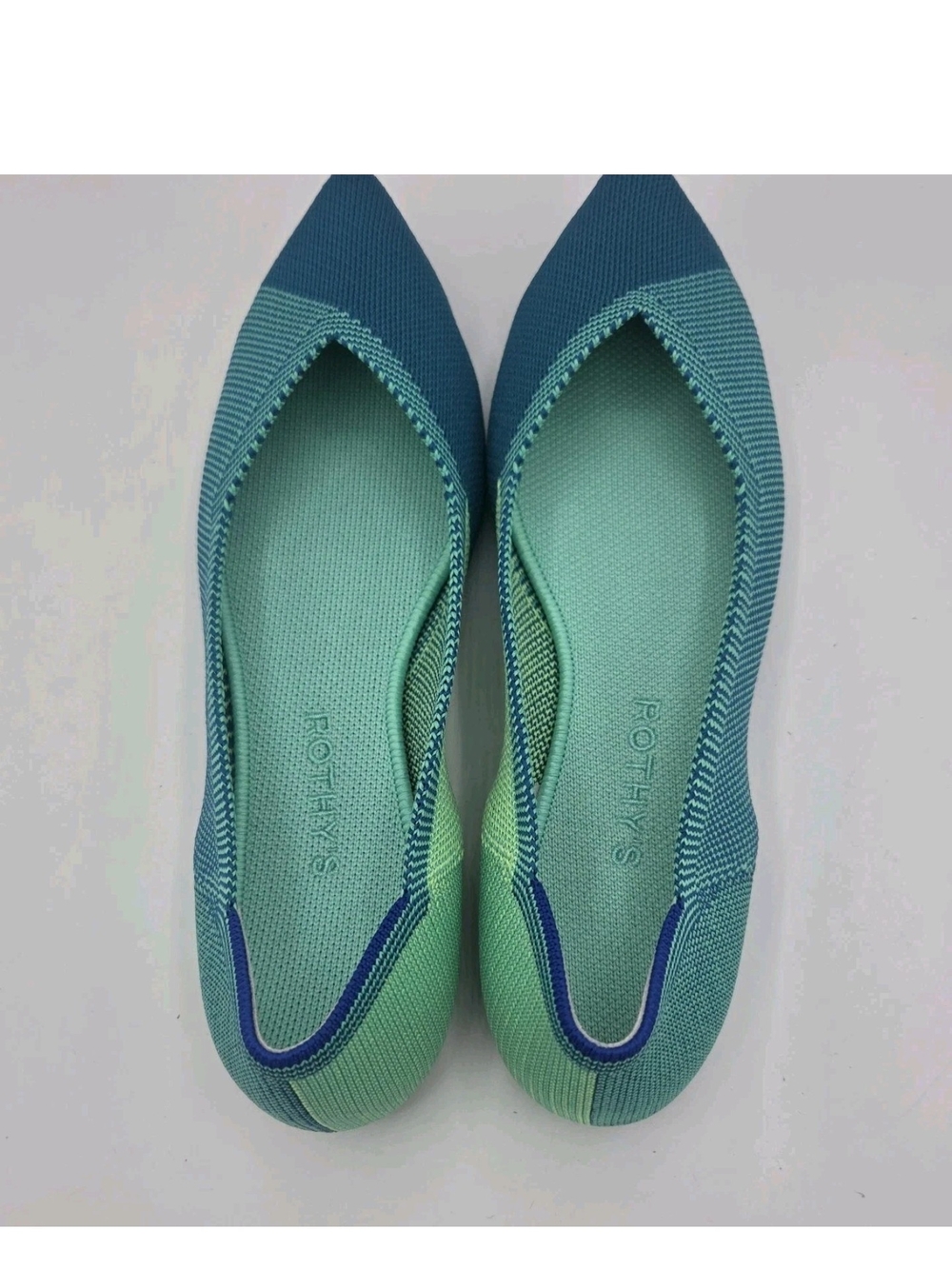 Rothy’s The Point Calypso Blue Jade Knit Flats Size 8.5 Retired Limited Edition - Picture 5 of 14
